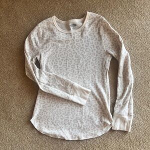White Leopard Print Thermal Long Sleeve Top
